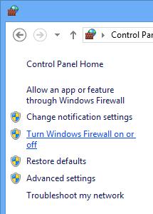 Firewall on or off Turn off