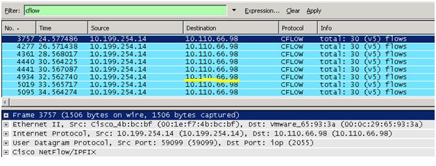 NetFlow Basics and Deployment Strategies 6 And here is the resulting export as capture by a protocol analyzer at the second IP address of the Exporting flows to line.