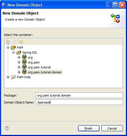 Data Layer Figure 3.4. Appraisal - New Domain Object Wizard: New Data Object 3. When done, click Finish.