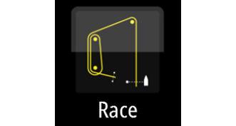 Select the Race button on the Home page to display the Race panel. Display options Use the Race panel menu to specify if you want to display the Race Timer, What if?