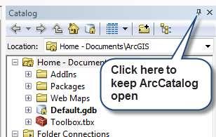 Within ArcMap, choose Windows Catalog from the main menu this adds ArcCatalog to your ArcMap session: 12.