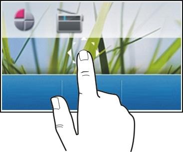 Sisselülitamine 13 Puuteekraanitoimingud Kasutajaliidese kasutamiseks puudutage puuteekraani või puudutage puuteekraani ja hoidke sõrme selle peal.