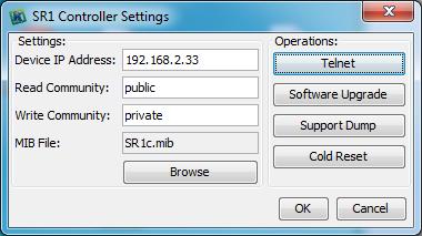 Prior to using it you must make sure that there is an IP connectivity between the PC running SR1Manager and the SR1.