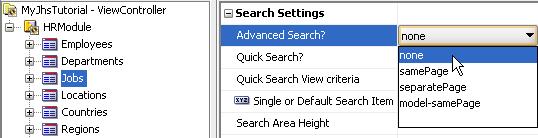 Limit Quick Search Feature to the JobTitle Field Set the Quick Search? property of the Jobs group to singlesearchfield and the Single or Default Search Item to JobTitle as shown below.