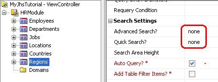 Disable Searching on Regions Group The user will see all the regions in the tree so searching won't be that useful in this case.
