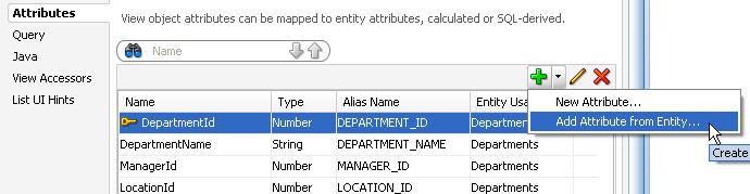 In the Attributes dialog window select the Employees entity's LastName and Email attributes in the Available list,