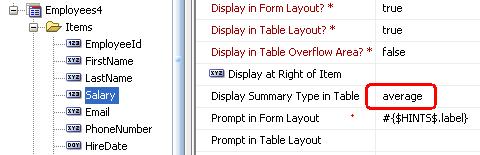 Display Salary Average at Bottom of Table Select the Salary Item and set the Display