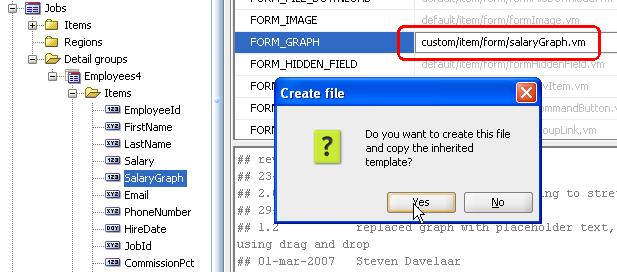 Click (Yes) to create a custom template that initially contains the same content as the default template.