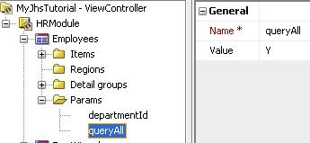 Set the Name of the parameter to departmentid. Add another parameter with name queryall and value Y, as show below.