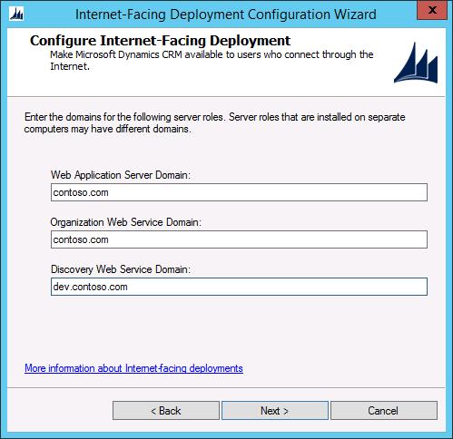 For more information about web addresses on multiple servers, see Install Microsoft Dynamics CRM Server 2013 on multiple computers in the Microsoft Dynamics CRM Installing Guide. 5.