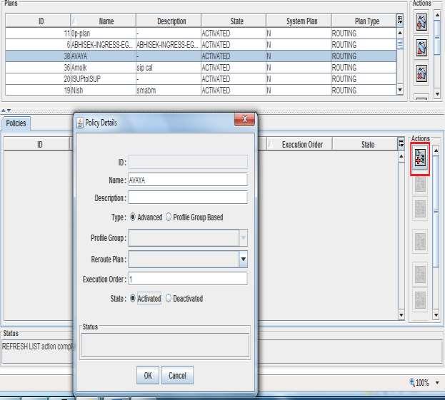 After completion of routing plan, create the policy under the plan by clicking the Add button under