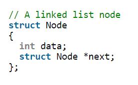 Representation in C A linked list is represented by a pointer to the first node of the linked list The first node is called head If the linked list is empty,