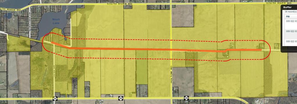 17 Building Custom Maps Buffer Tool from graphic example Again you will see the 500 foot line around the graphic and all of the highlighted