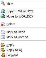 Drag & Drop to Worldox from Outlook Assuming the feature has been turned on in your system, you can easily create Drag and Drop folders that let you move emails to Worldox.