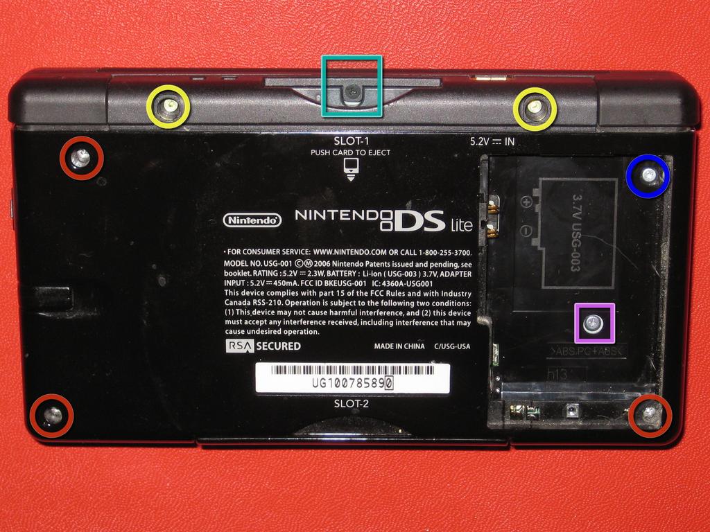 Disassembling Nintendo DS Lite Lower Screen Step 4 Disassembling Nintendo DS Lite Bottom Case Remove the following 7 screws
