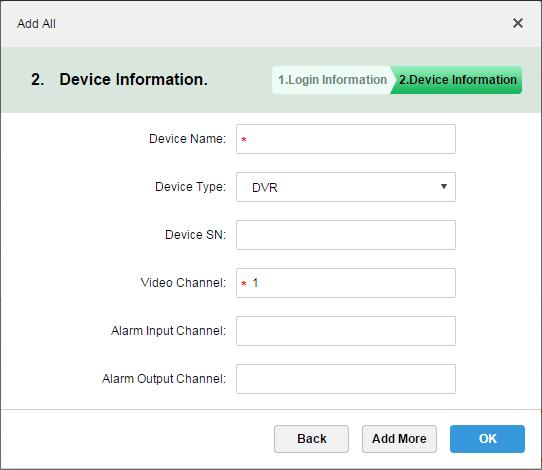 Step 4. Select Adding Protocols, Manufacturer, Add Type, Device Category, Org and Video Server, and input IP Address, Device Port and Username/Password, then click Add.
