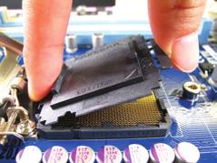 Align the CPU pin one marking (triangle) with the pin one corner of the CPU socket (or you may align the CPU notches