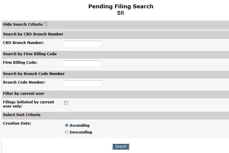 Pending BR Filings Filings that have been started but not submitted are considered pending filings. Once a filing is created, it remains in a pending or draft state for 60 days from the creation date.