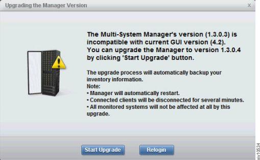 Connecting to the IBM Hyper-Scale Manager Upgrading the IBM Hyper-Scale Manager from the GUI The IBM Hyper-Scale Manager can be upgraded from the GUI.