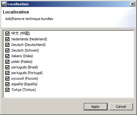 2.4.3 Extras meu I the Extras meu, select Localisatio (Regioalisatio) to add or remove techology packages for differet coutries.