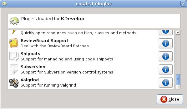 3.3 KDev-valgrind Once KDevPlatform and KDevelop are installed, we can install the plugin. 3.3.1 From the sources The sources are available on the official repository of KDE or on our server sbrk.org.