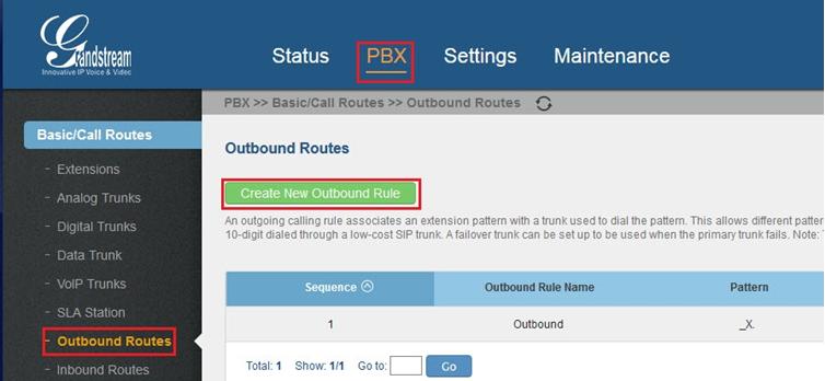 2.2 Outbound Routes To configure the outbound routes, follow the step-by-step procedure.