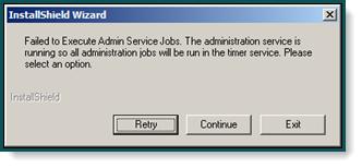 Figure 10 - SP 2010 Administration - Services Window Failure to do so will result in the following error during the uninstall process: Figure 11 - Failed to Execute Admin Service Jobs error Although