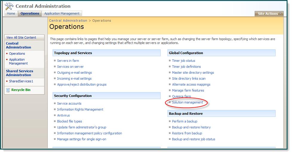 Deploying SharePoint Workflows Deploy Workflows using SharePoint 2007 To Deploy the Solution Package using SharePoint 2007: 1. From the Windows Start menu, open the SharePoint 2007 3.