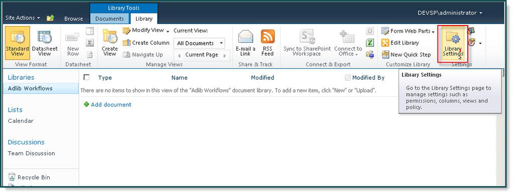 Associating Workflows using SharePoint 2010 To Associate a Workflow to a Document Library in SharePoint 2010: 1.