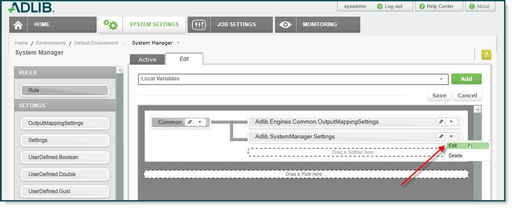 Login to Adlib PDF and navigate to the System Settings page and select System Manager from the Environment Settings menu.