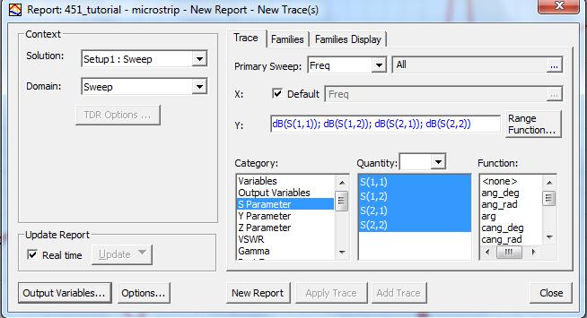 Plot S-Parameters Click on HFSS Results Create Modal Solution Data