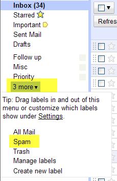 How to display your SPAM folder in your student G-mail account:
