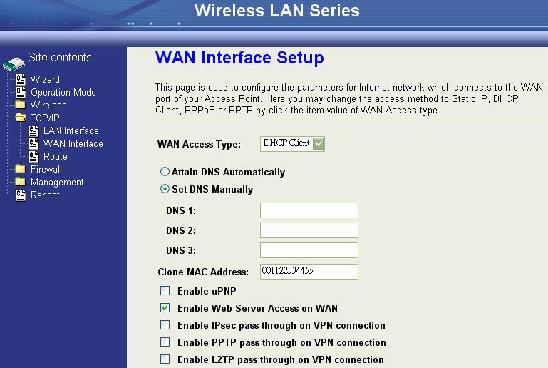 Clone MAC address for Static IP WAN access