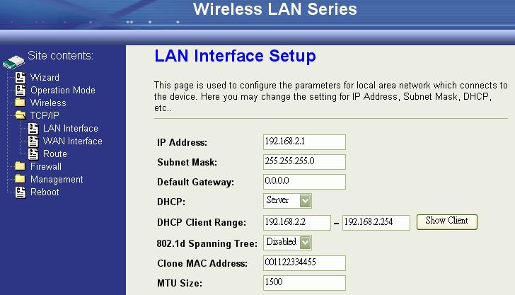 Clone MAC address for PPTP WAN access type: