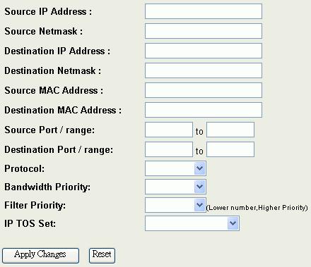 QoS Enabled Bandwidth Borrowed Max Throughput Select this check box to enable quality of service. Select this check box to allow a rule to borrow unused bandwidth.