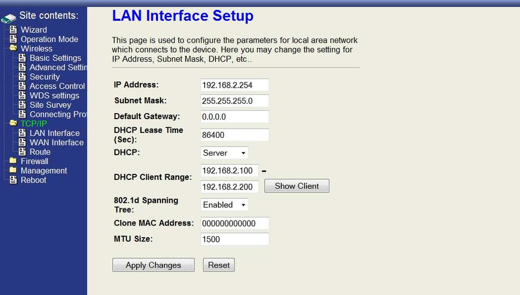 DHCP Client Range Assigns the range or pool of IP addresses