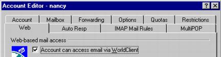 The Web tab contains controls for setting up WebAdmin access.