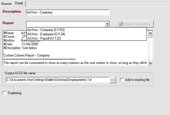 file. Ad Hoc Reports can be customized to show as many columns of