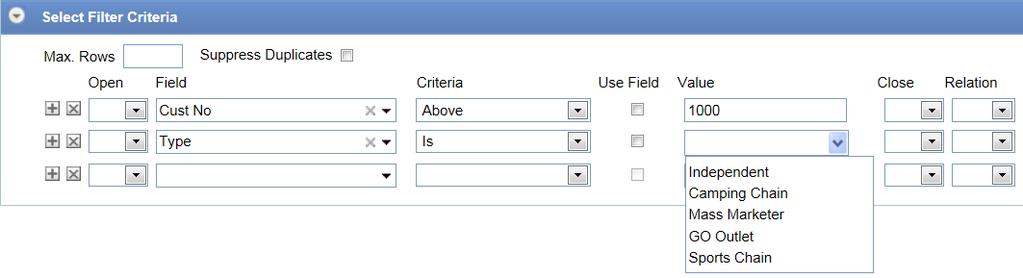 Linked Filters A Field could be linked to one or more other fields for fetching available values for filtering. This is to handle situations like short listing states when a country is selected.