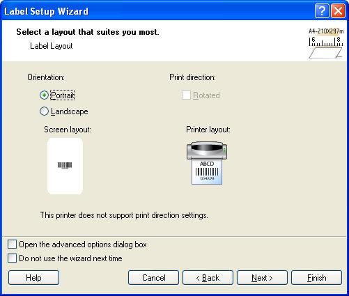 Selecting label layout 6. Click on the Next button.