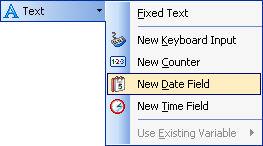 Creating new date variable field 3. Leave everything as default and the date will be used on the label using the format as defined in your Windows operating system.