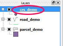 4. Browse to the Exercise_5 folder and select CRS_demo.shp and click OK, then click OK on the next dialog. 5. You see that nothing happened. In the layers window, right-click on CRS_demo (Figure 26).