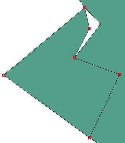 You will see that the shape of one parcel has changed and a gap now exists between the two parcels. 18.