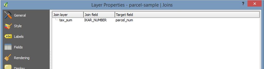 Set the Join layer, Join field and Target field as can be seen in the following then click OK: The properties dialog will look like the