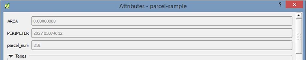 The first three lines are the parcel attributes.
