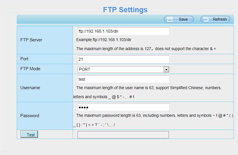 Figure 4.38 Figure 4.39 FTP server: If your FTP server is located on the LAN, you can set as Figure 3.54. If you have an FTP server which you can access on the internet, you can set as Figure 3.55.