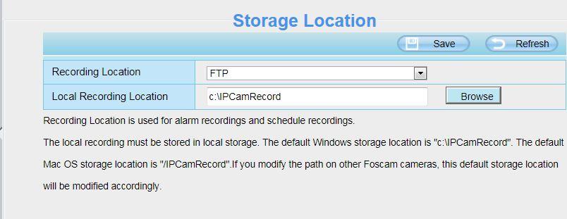 Figure 4.51 Recording Location: SD card. When the camera alarmed, it will store the alarm files to the SD card. Make sure the camera has been inserted the SD card.