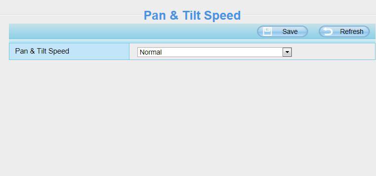 4.7.1 Pan/Tilt Speed There are five PT speed types: very fast, fast, normal, slow and very slowly.
