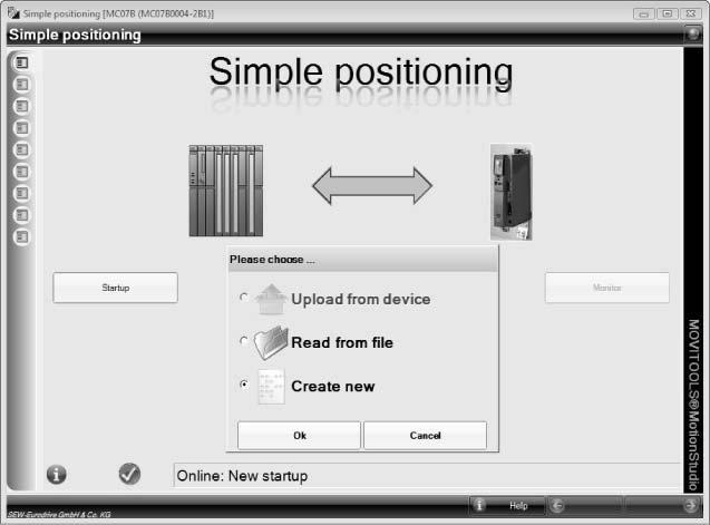 Startup Starting the "Simple positioning" application module I 0 5 Initial screen The initial screen of the "Simple Positioning" application module opens (see following figure).
