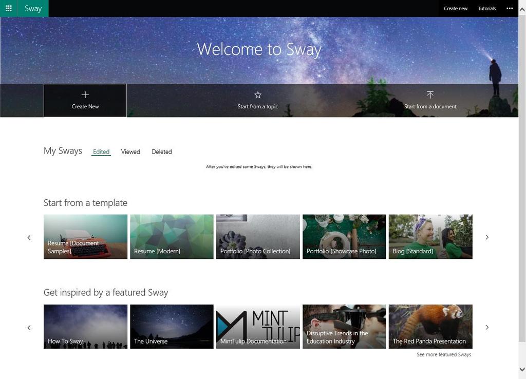 Storytelling Tutorials Newsletter Presentations Are there admin controls for Sway?